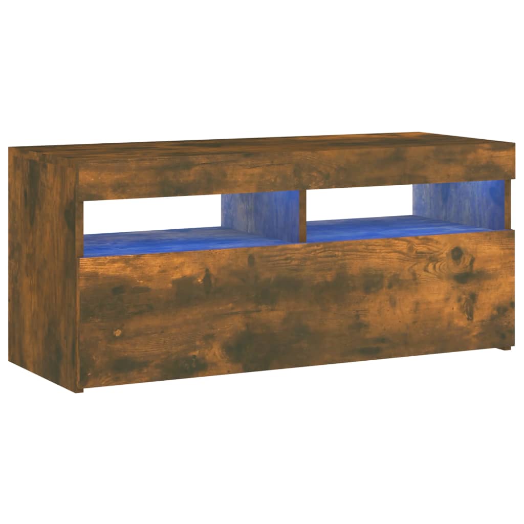 Modern Wooden TV Tele Stand Media Unit Cabinet With Storage & LED Lights Wood