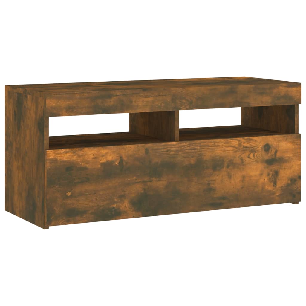 Modern Wooden TV Tele Stand Media Unit Cabinet With Storage & LED Lights Wood