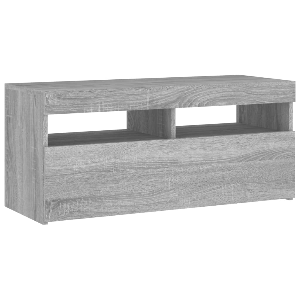 Modern Wooden TV Tele Stand Media Unit Cabinet With Storage & LED Lights Wood