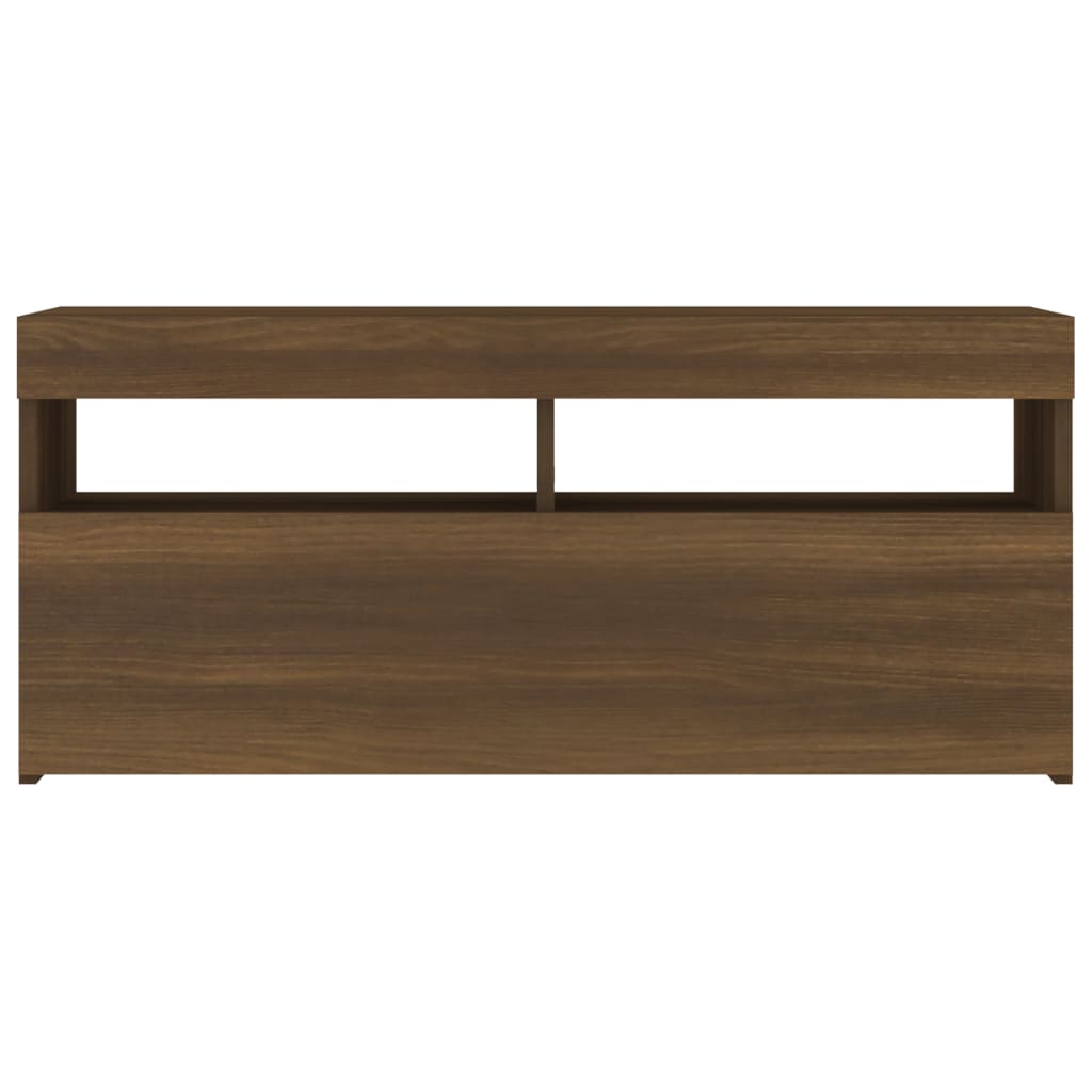 Modern Wooden TV Tele Stand Media Unit Cabinet With Storage & LED Lights Wood