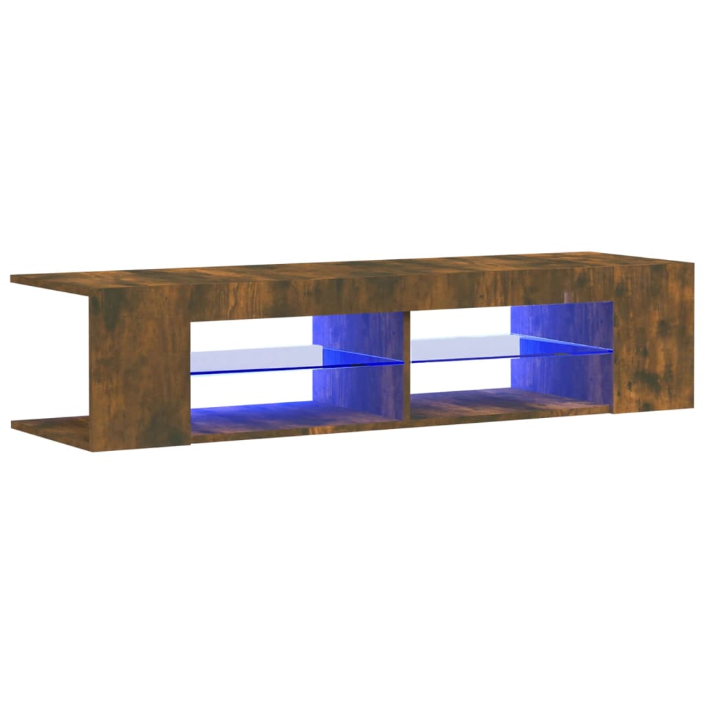 Modern Wooden TV Tele Stand Media Unit Cabinet With LED Lights & Storage Shelves