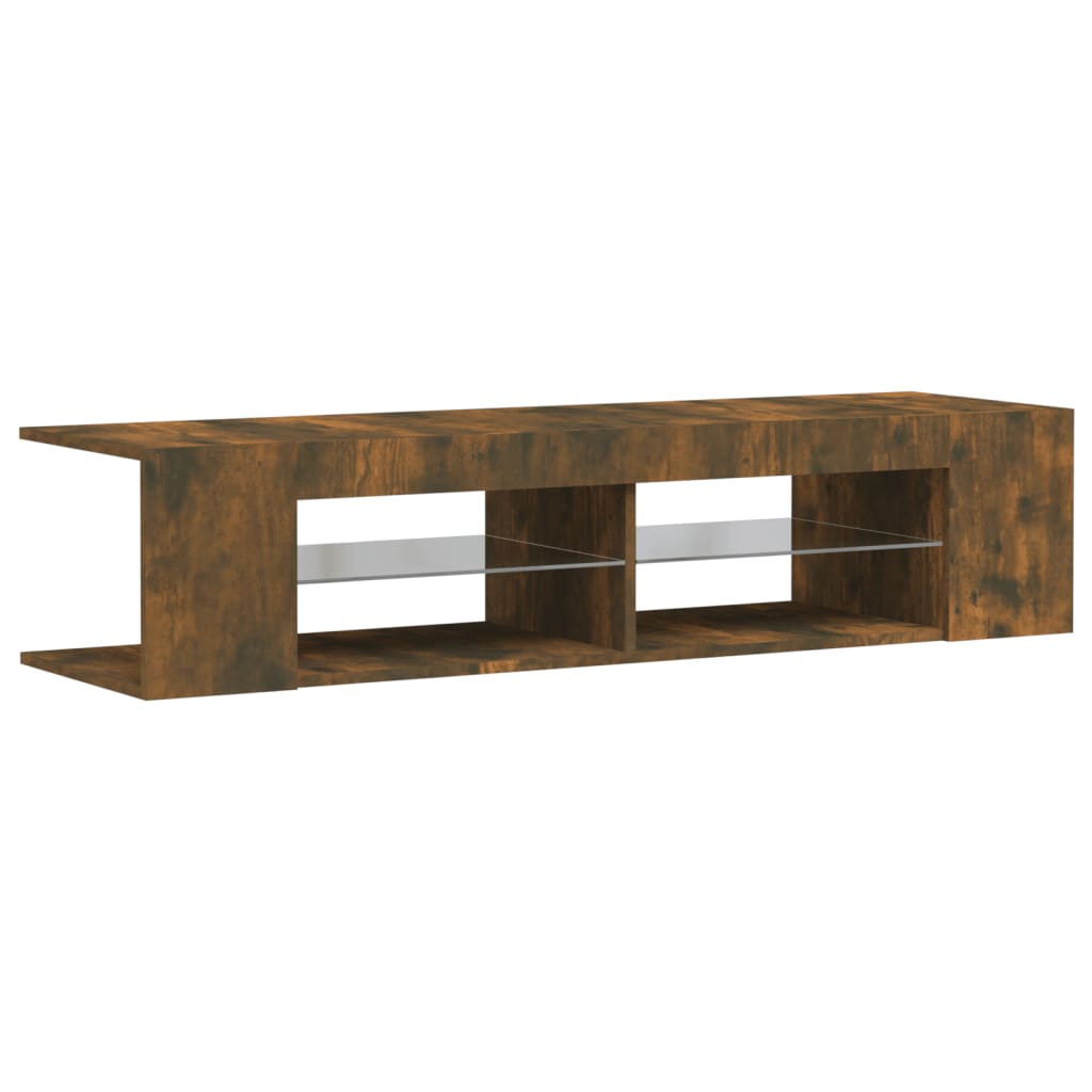 Modern Wooden TV Tele Stand Media Unit Cabinet With LED Lights & Storage Shelves