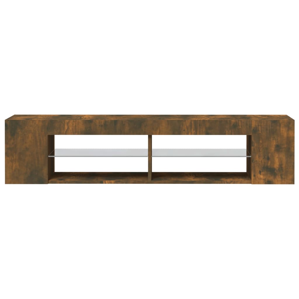 Modern Wooden TV Tele Stand Media Unit Cabinet With LED Lights & Storage Shelves