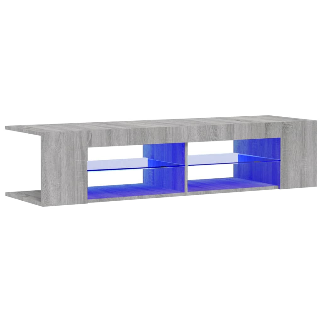 Modern Wooden TV Tele Stand Media Unit Cabinet With LED Lights & Storage Shelves
