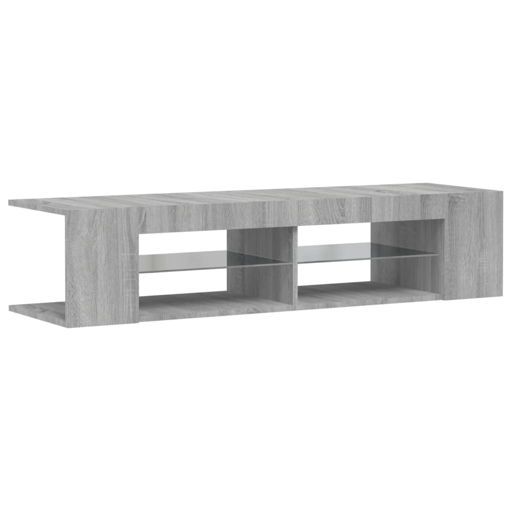 Modern Wooden TV Tele Stand Unit Cabinet With LED Lights & Storage Shelf