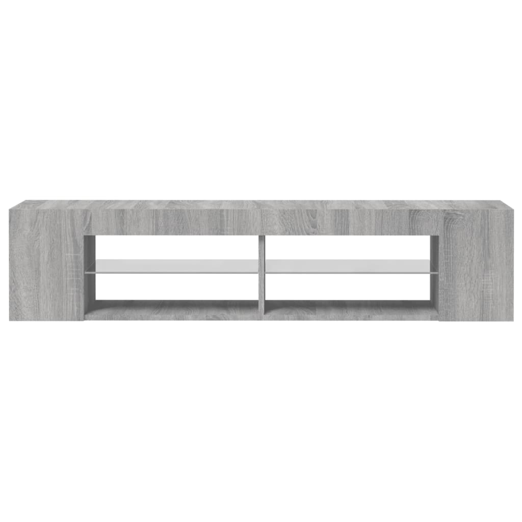 Modern Wooden TV Tele Stand Media Unit Cabinet With LED Lights & Storage Shelves