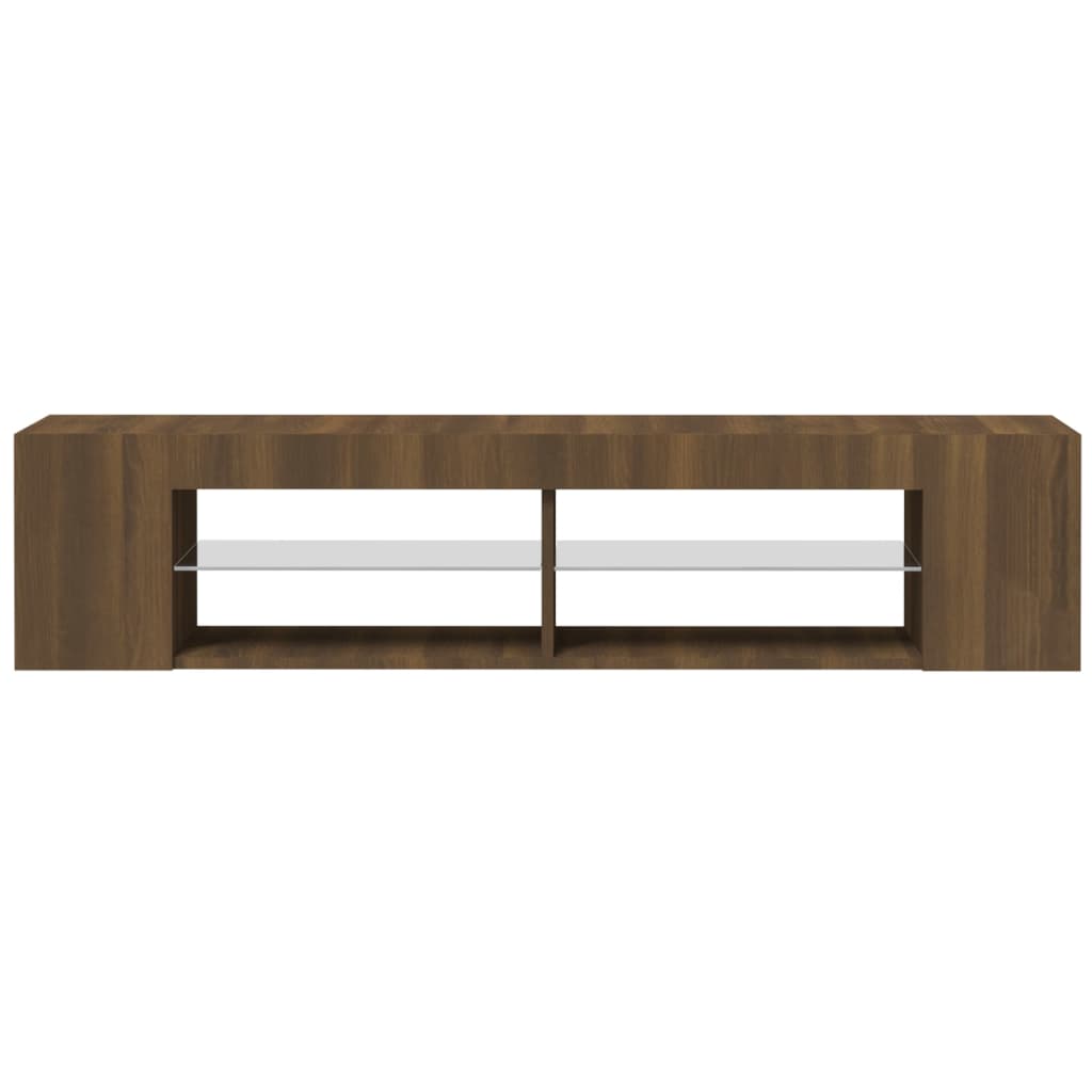 Modern Wooden TV Tele Stand Media Unit Cabinet With LED Lights & Storage Shelves