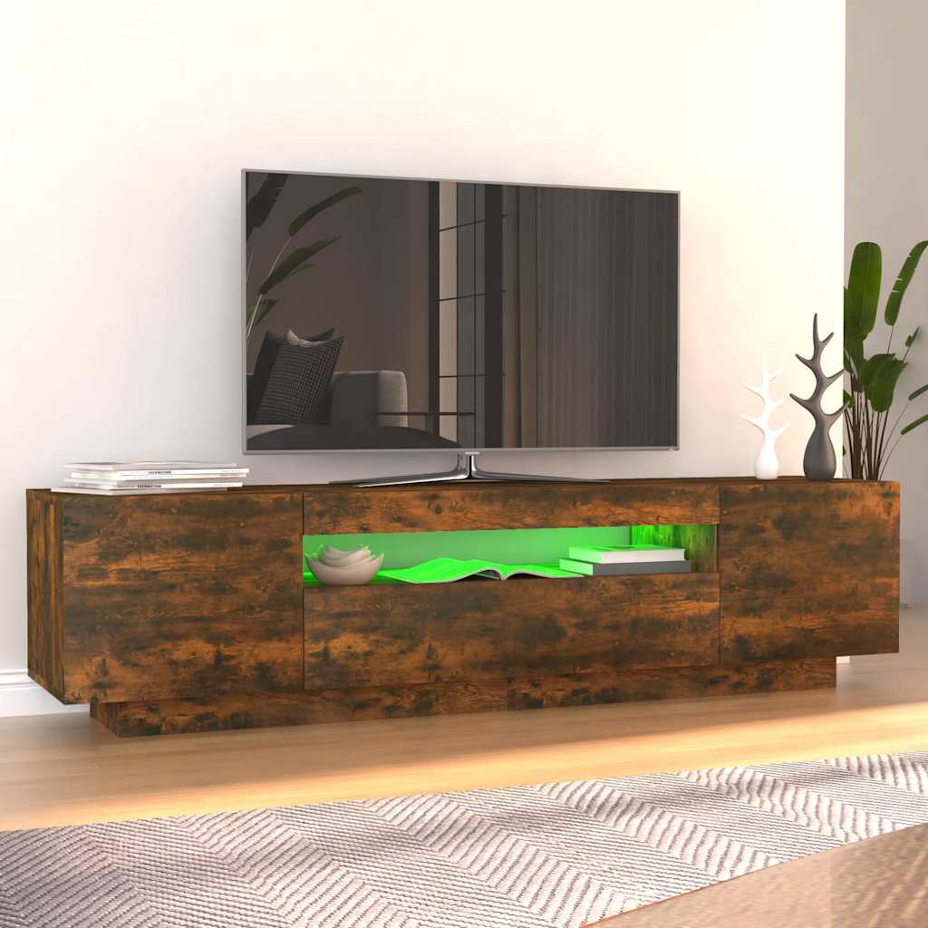 Modern Wooden 63 Inch TV Tele Stand Unit Cabinet With LED Lights & Storage