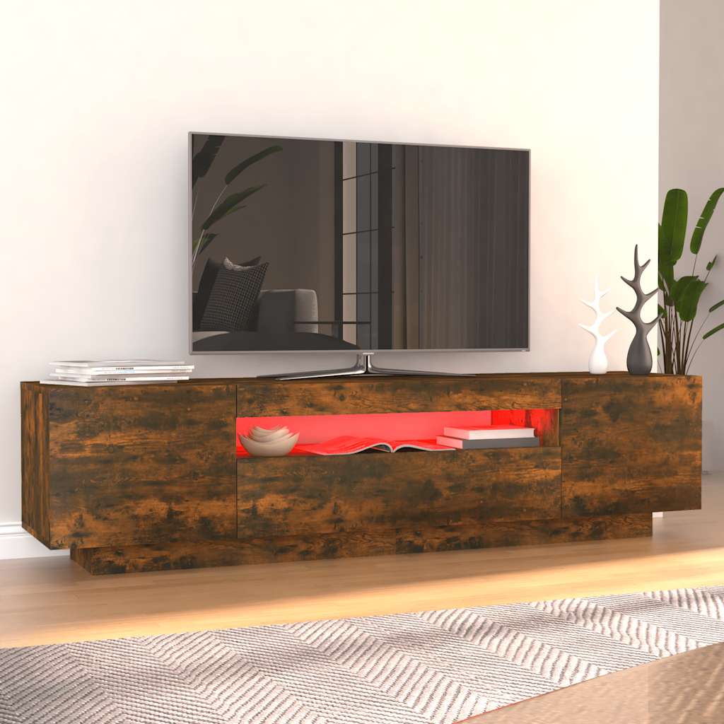Modern Wooden 63 Inch TV Tele Stand Unit Cabinet With LED Lights & Storage