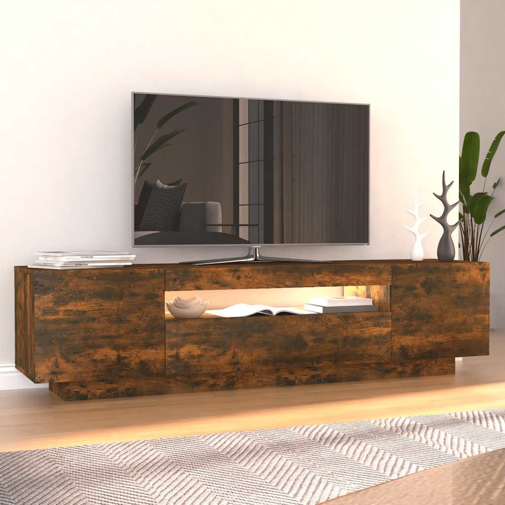 Modern Wooden 63 Inch TV Tele Stand Unit Cabinet With LED Lights & Storage