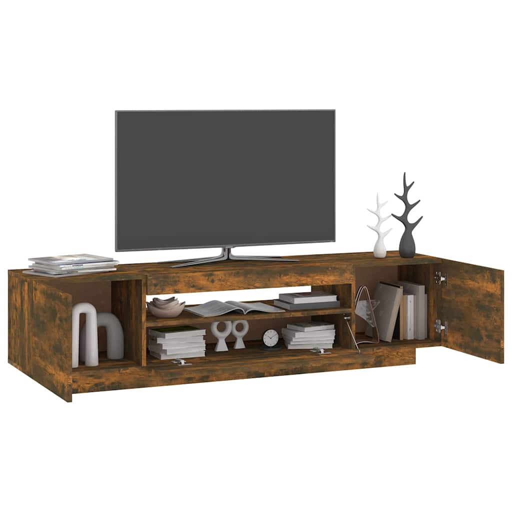 Modern Wooden 63 Inch TV Tele Stand Unit Cabinet With LED Lights & Storage