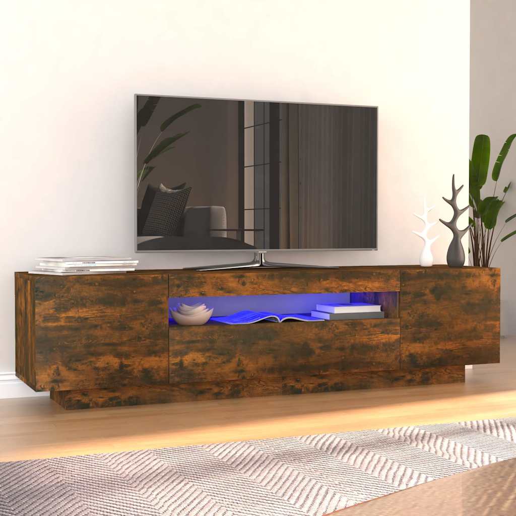 Modern Wooden 63 Inch TV Tele Stand Unit Cabinet With LED Lights & Storage