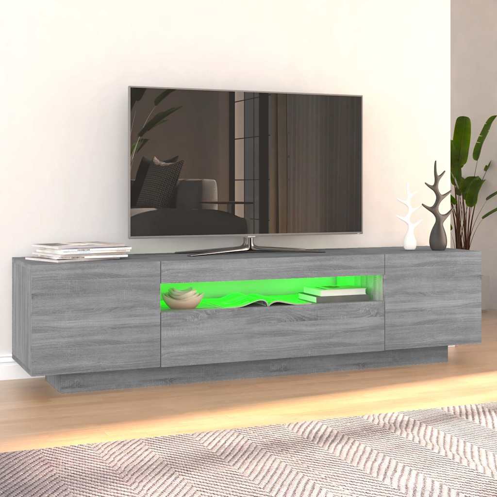 Modern Wooden 63 Inch TV Tele Stand Unit Cabinet With LED Lights & Storage