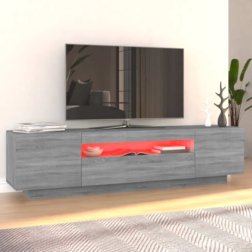 Modern Wooden 63 Inch TV Tele Stand Unit Cabinet With LED Lights & Storage