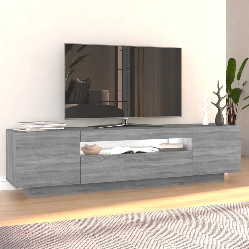 Modern Wooden 63 Inch TV Tele Stand Unit Cabinet With LED Lights & Storage