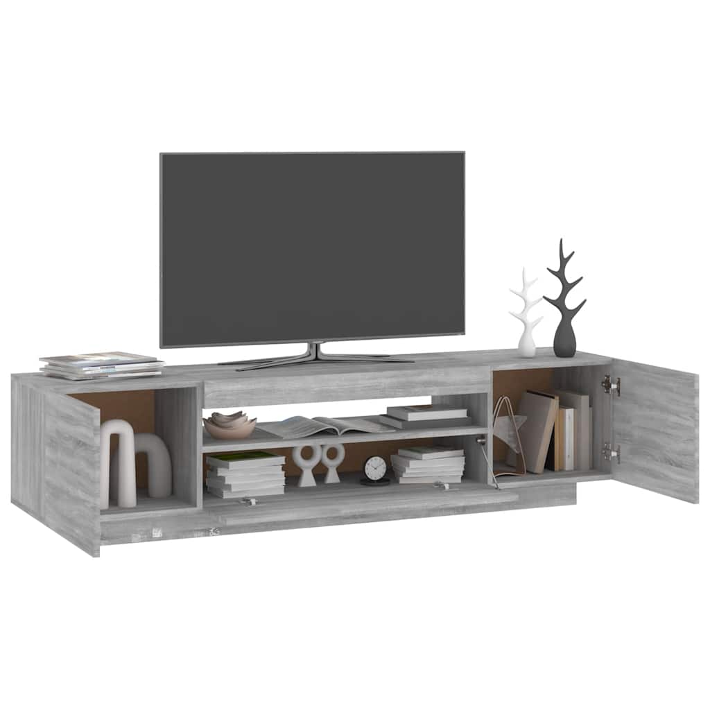 Modern Wooden 63 Inch TV Tele Stand Unit Cabinet With LED Lights & Storage