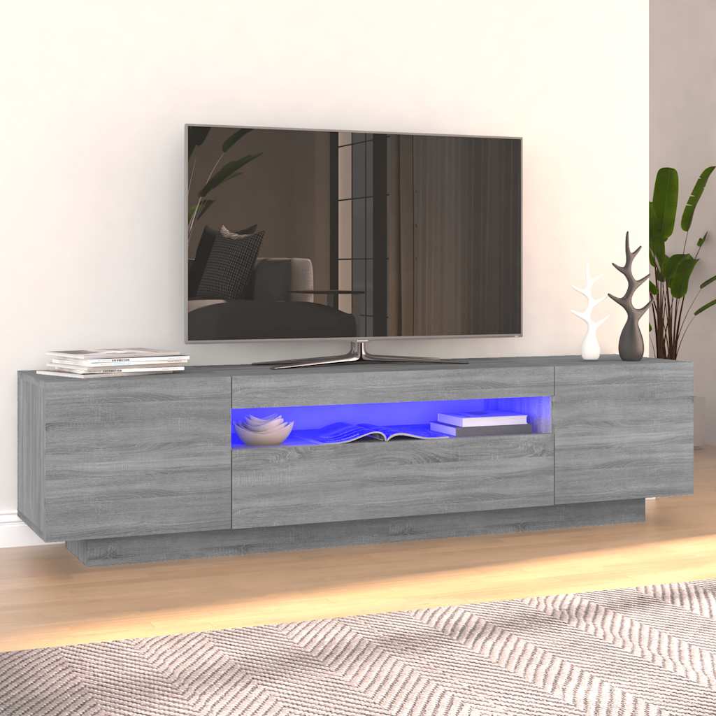 Modern Wooden 63 Inch TV Tele Stand Unit Cabinet With LED Lights & Storage