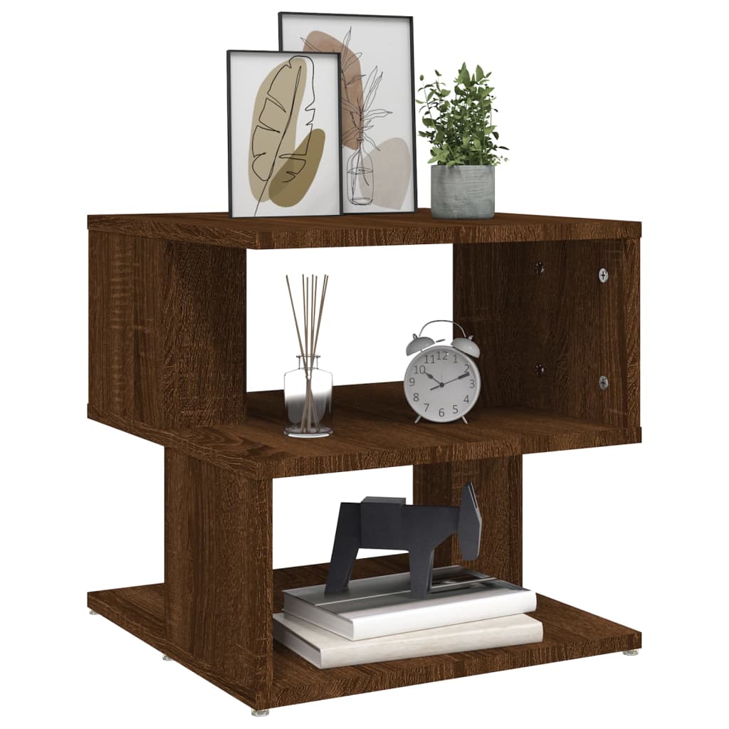 Side Table Brown Oak 40x40x40 cm Engineered Wood