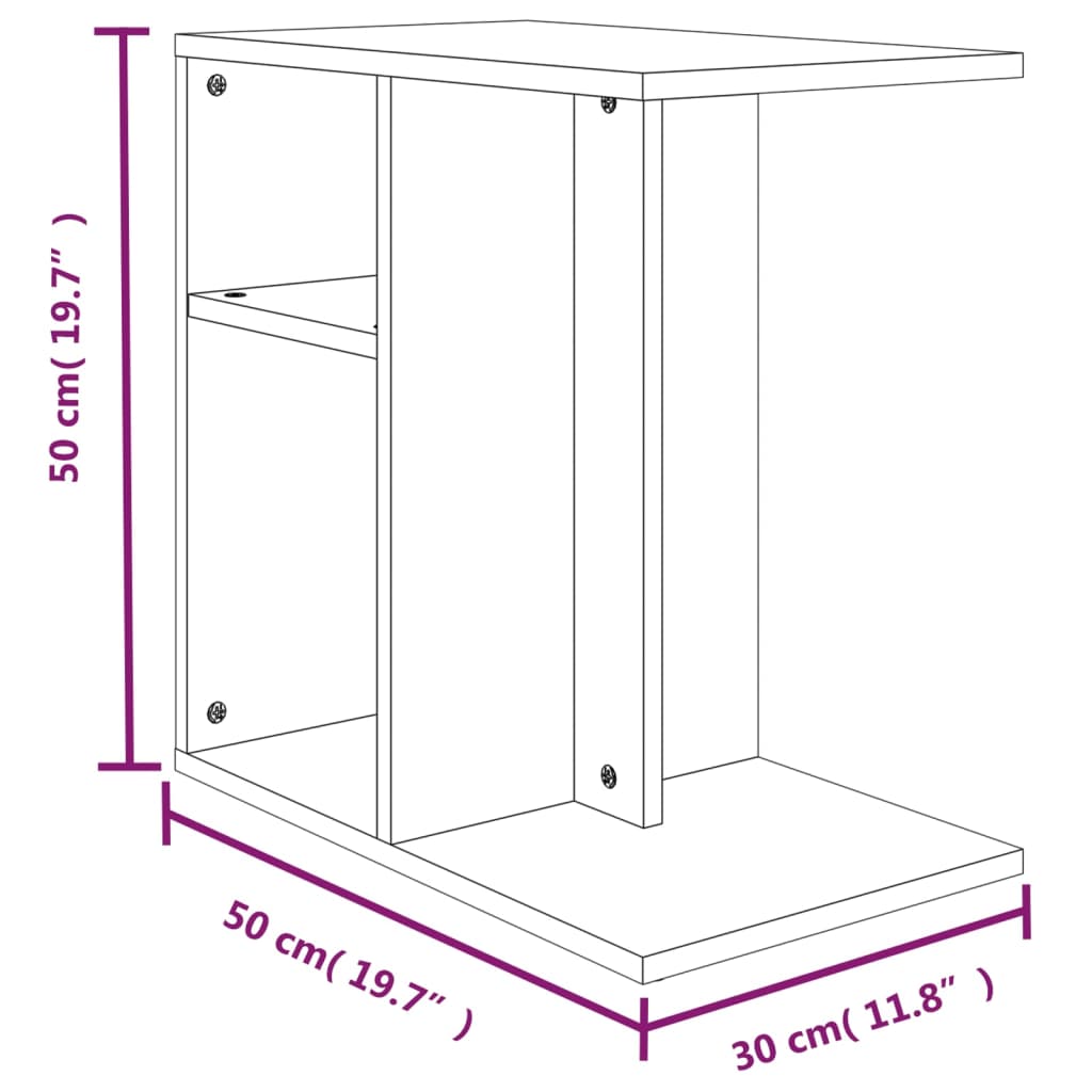 Side Table Grey Sonoma 50x30x50 cm Engineered Wood