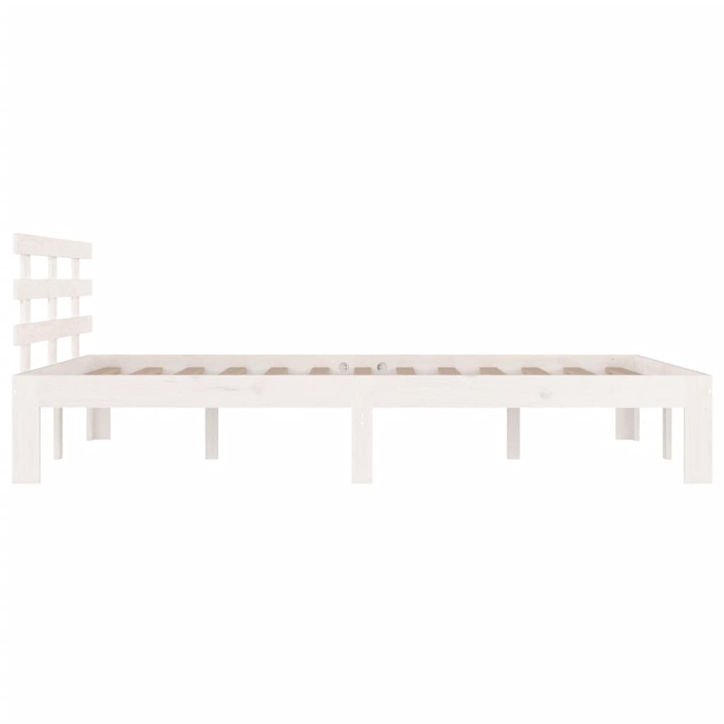 Bed Frame without Mattress White Solid Wood 150x200 cm King Size King Size