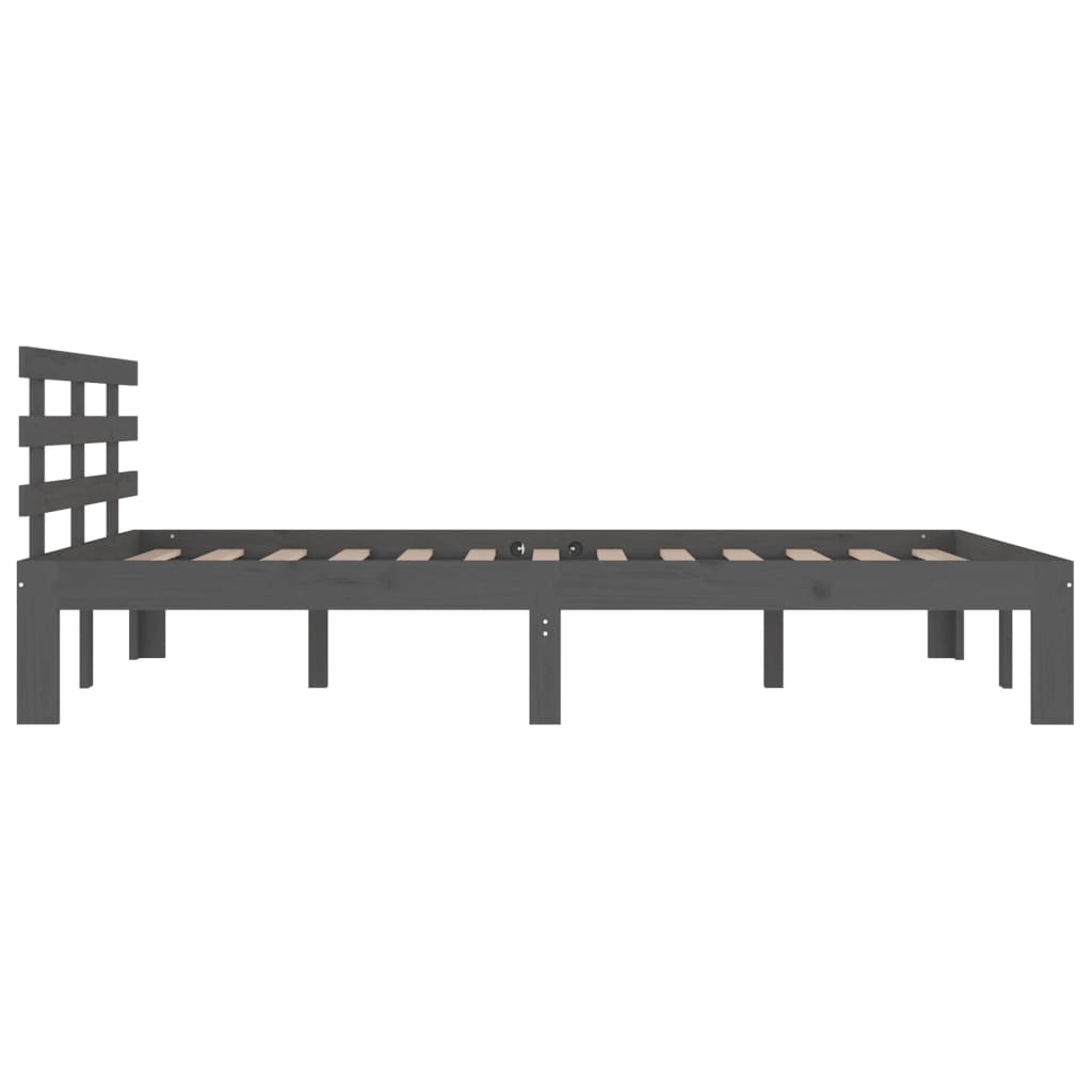 Bed Frame without Mattress Grey Solid Wood 150x200 cm King Size King Size
