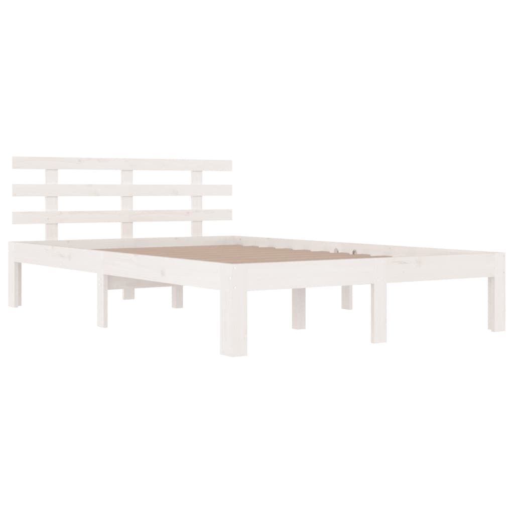 Bed Frame without Mattress White Solid Wood 200x200 cm