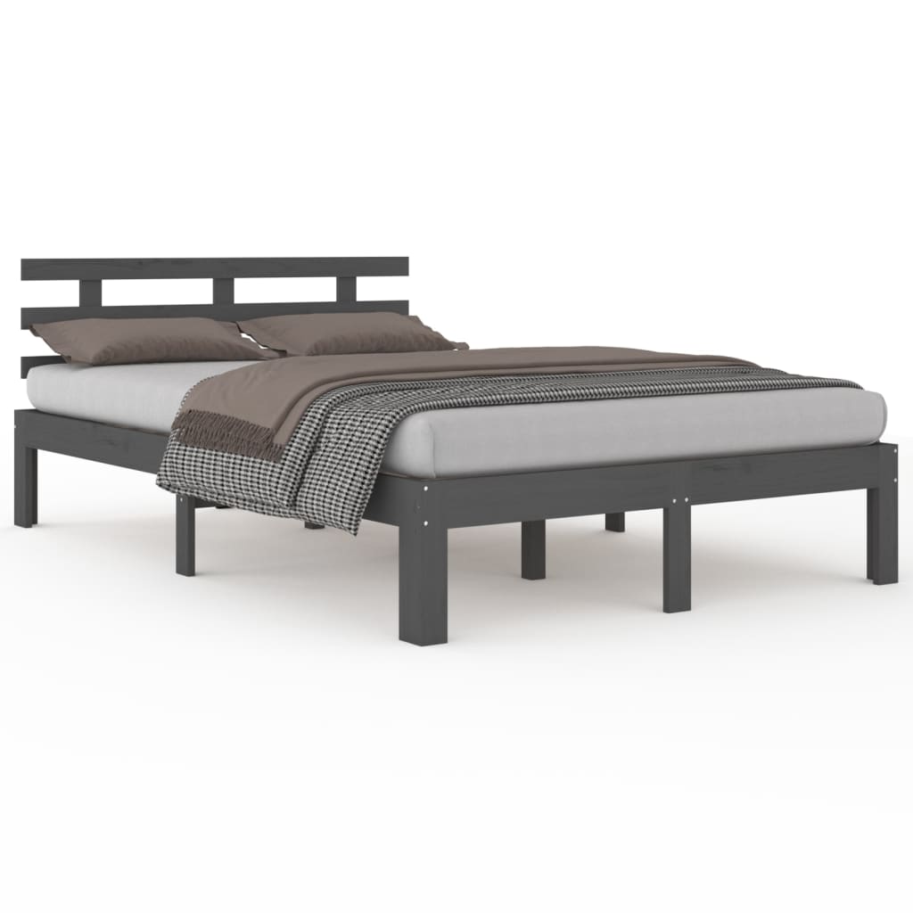 Bed Frame without Mattress Grey Solid Wood 200x200 cm
