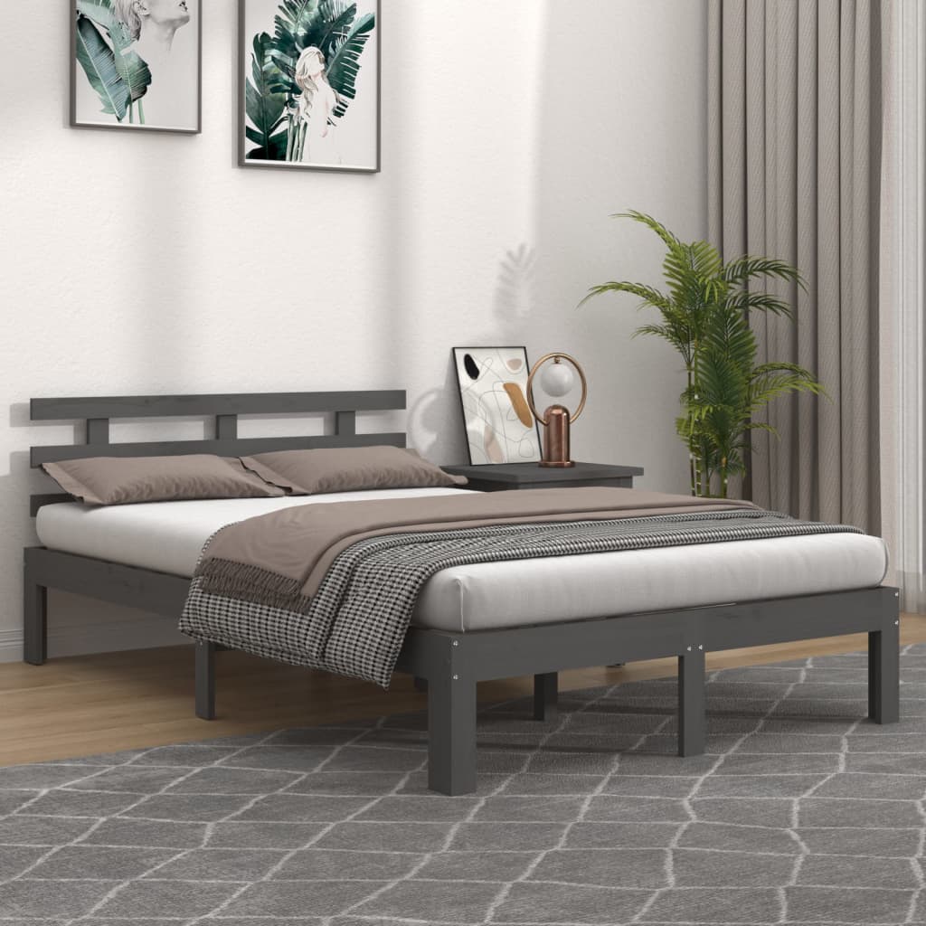 Bed Frame without Mattress Grey Solid Wood 200x200 cm