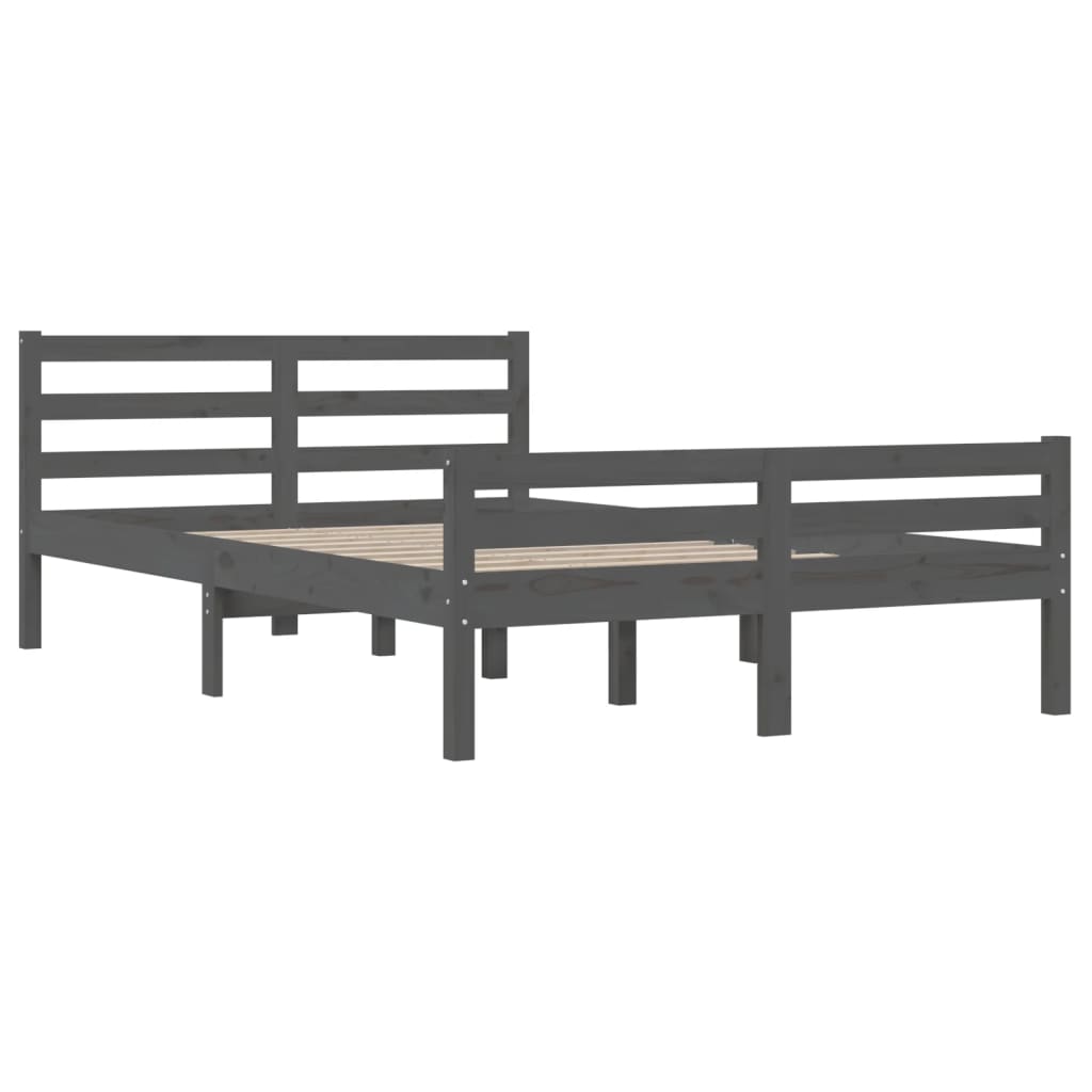 Bed Frame without Mattress Grey Solid Wood 150x200 cm King Size King Size