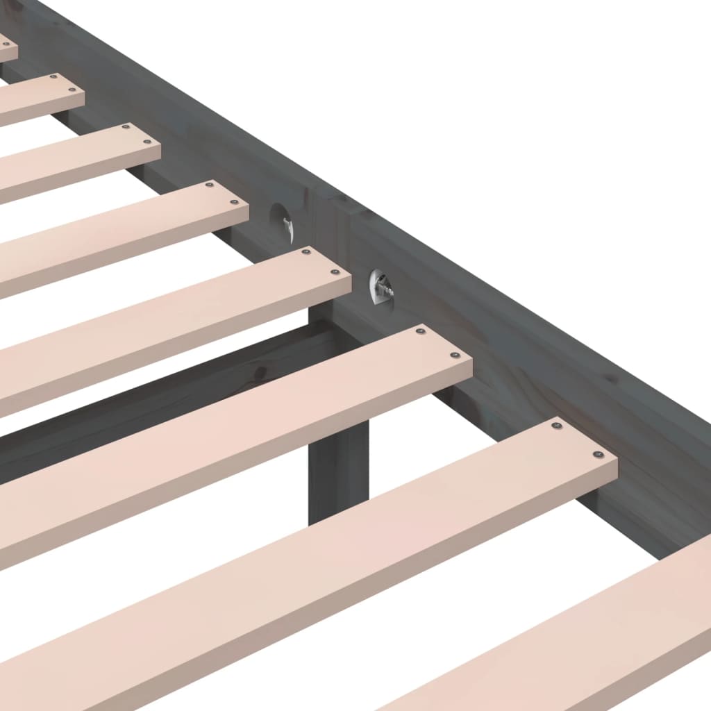 Bed Frame without Mattress Grey Solid Wood 150x200 cm King Size King Size