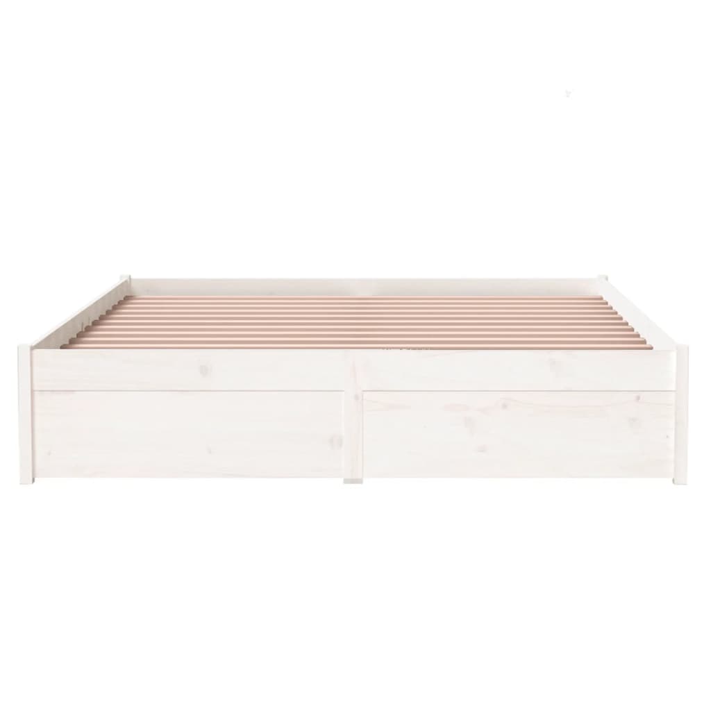 Bed Frame without Mattress White Solid Wood 135x190 cm Double Double