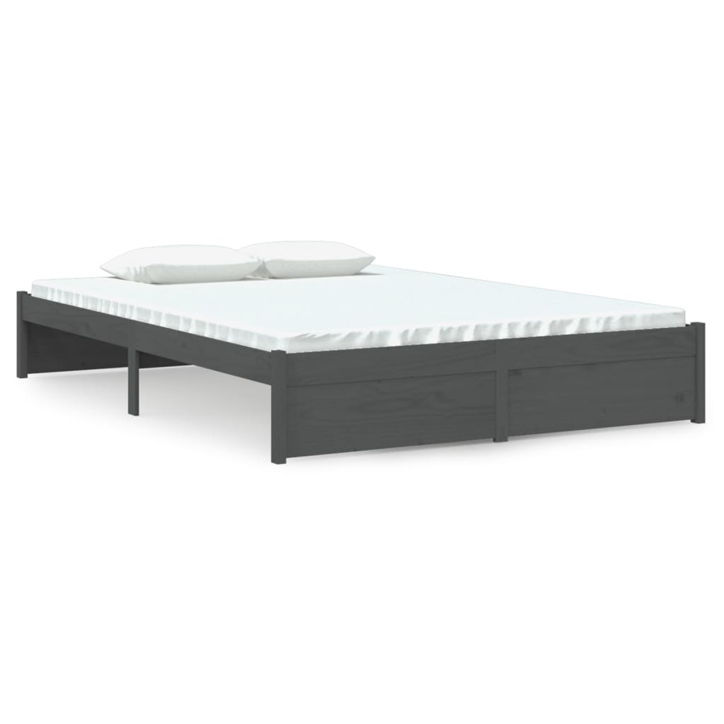 Bed Frame without Mattress Grey Solid Wood 140x200 cm