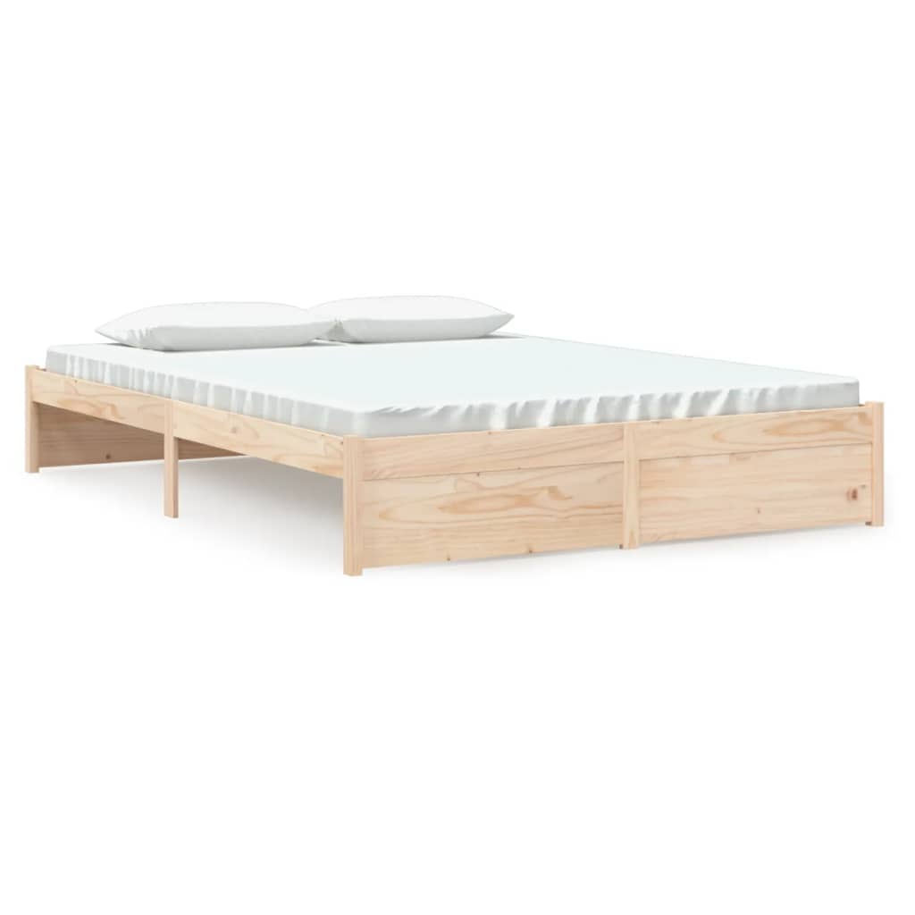 Bed Frame without Mattress Solid Wood 150x200 cm King Size King Size