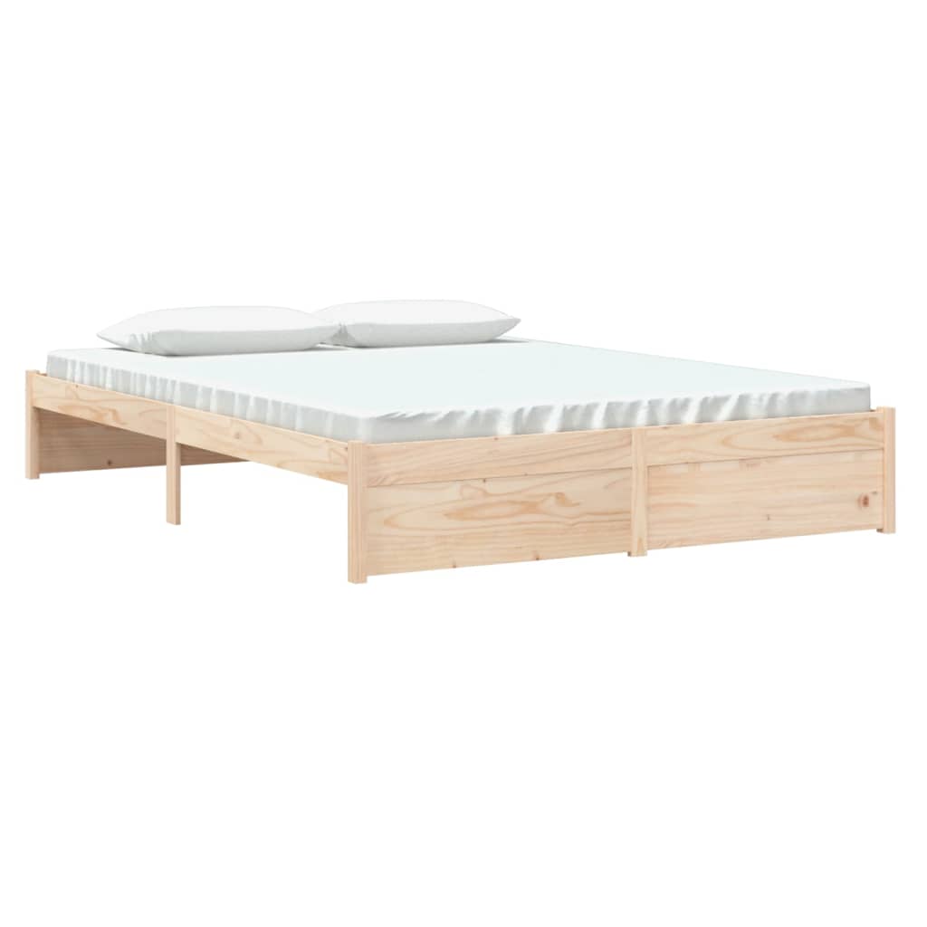 Bed Frame without Mattress Solid Wood 150x200 cm King Size King Size