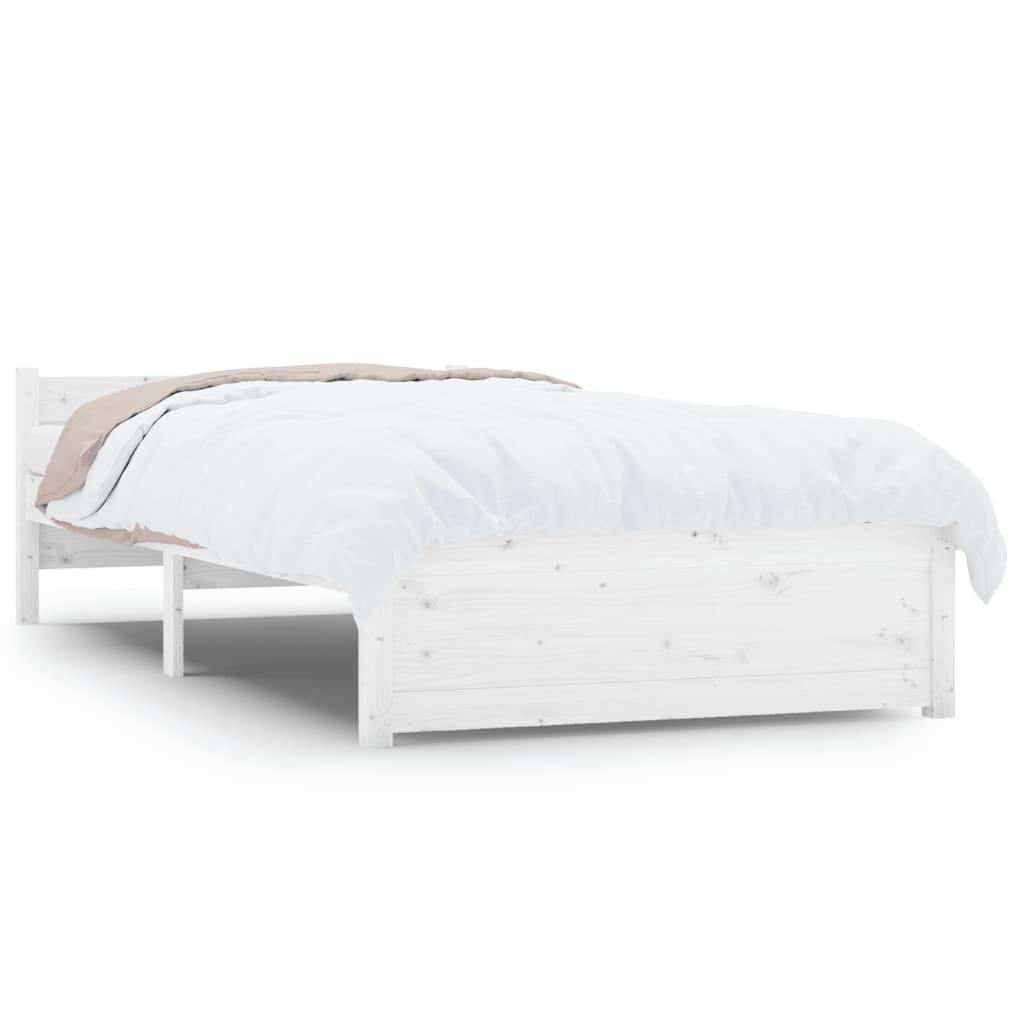 Bed Frame without Mattress White Solid Wood 90x190 cm Single Single