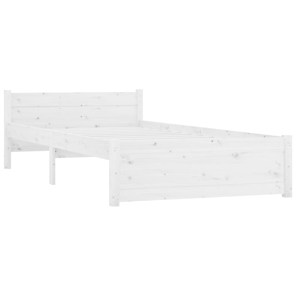 Bed Frame without Mattress White Solid Wood 90x190 cm Single Single