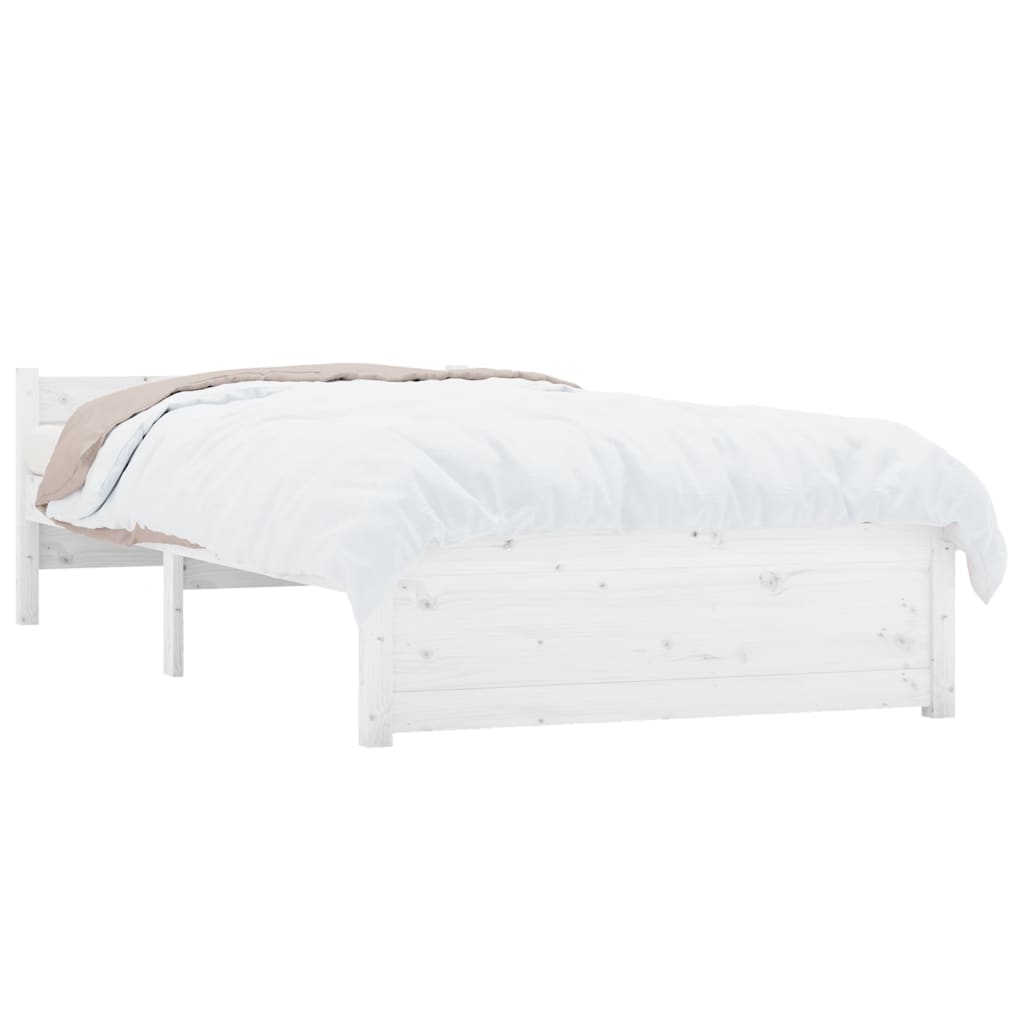 Bed Frame without Mattress White Solid Wood 90x190 cm Single Single
