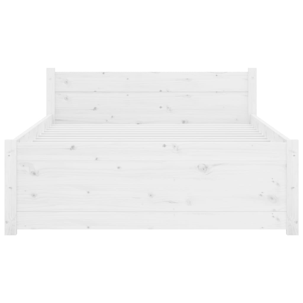 Bed Frame without Mattress White Solid Wood 90x190 cm Single Single