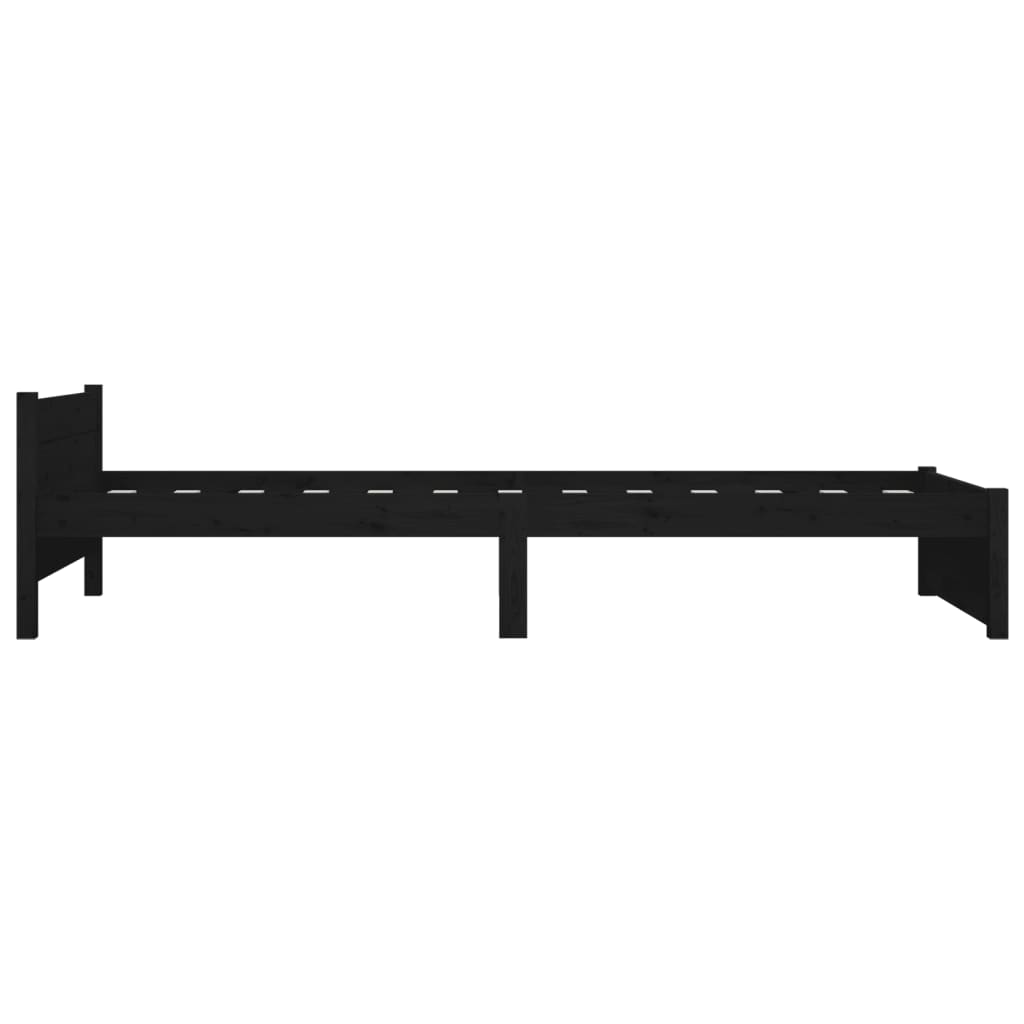 Bed Frame without Mattress Black Solid Wood 90x190 cm Single Single