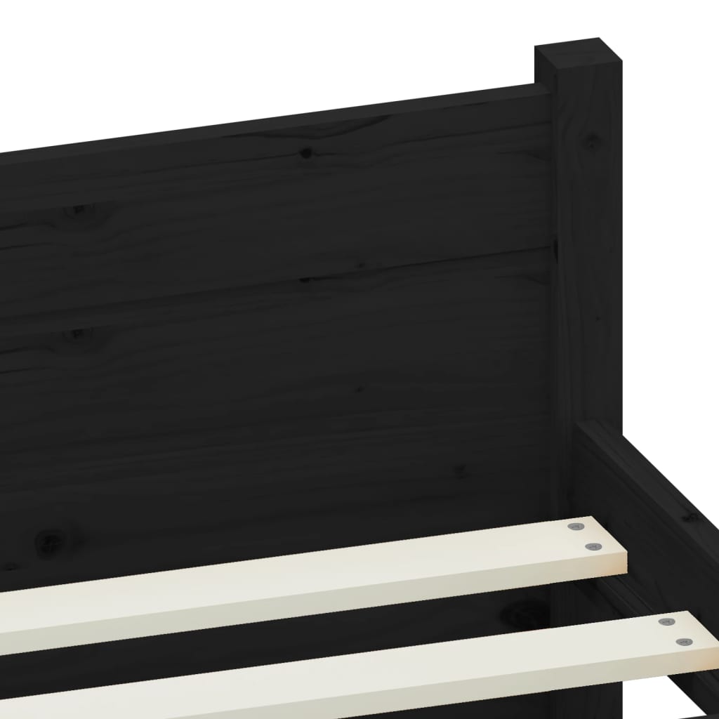 Bed Frame without Mattress Black Solid Wood 90x190 cm Single Single