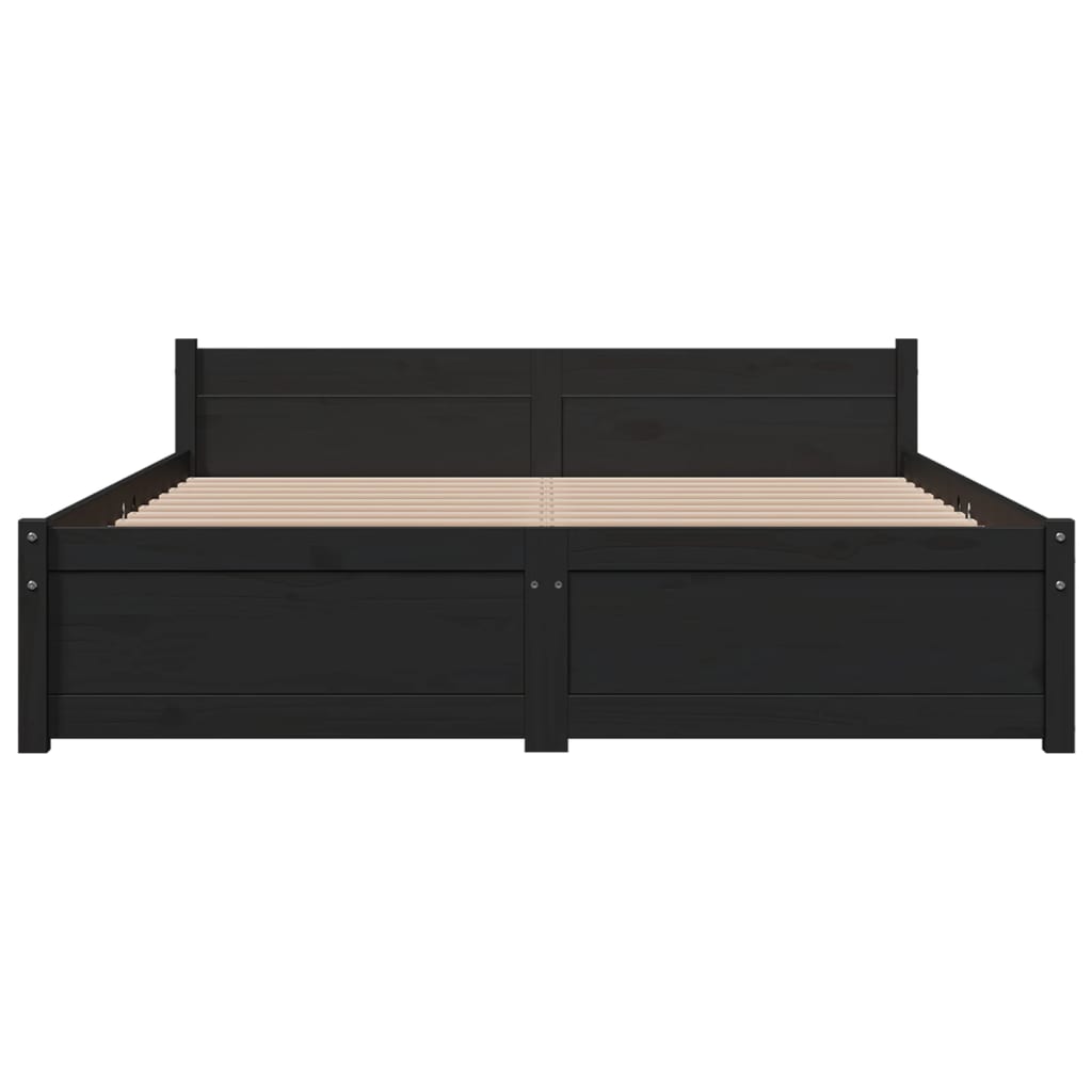 Bed Frame without Mattress Black Solid Wood 135x190 cm Double Double