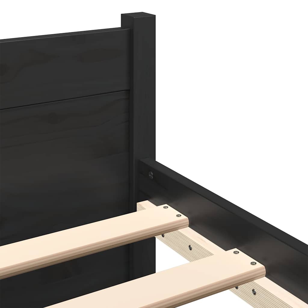Bed Frame without Mattress Black Solid Wood 140x190 cm