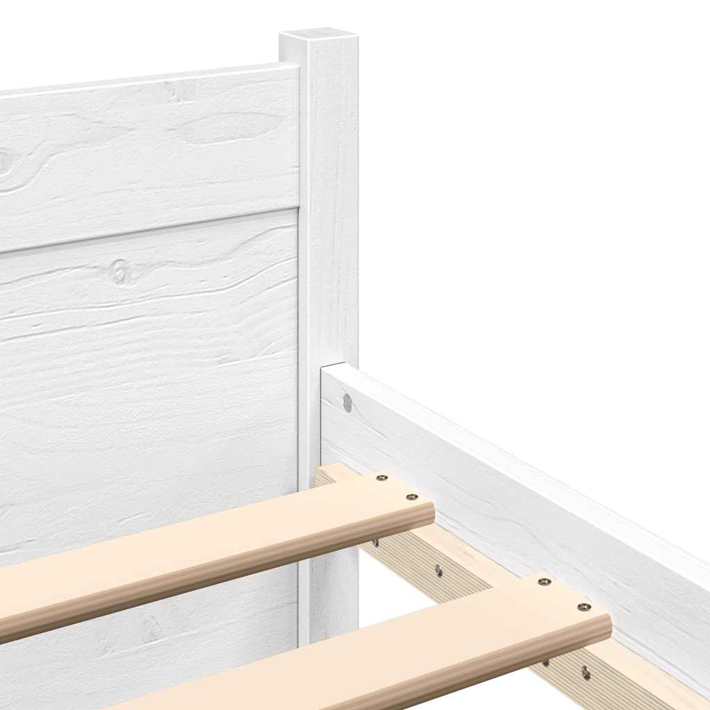 Bed Frame without Mattress White Solid Wood 90x200 cm