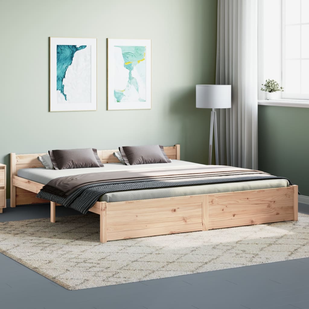 Bed Frame without Mattress Solid Wood 180x200 cm Super King Super King Size