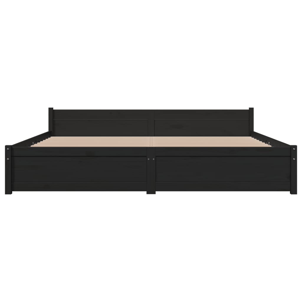 Bed Frame without Mattress Black Solid Wood 180x200 cm Super King
