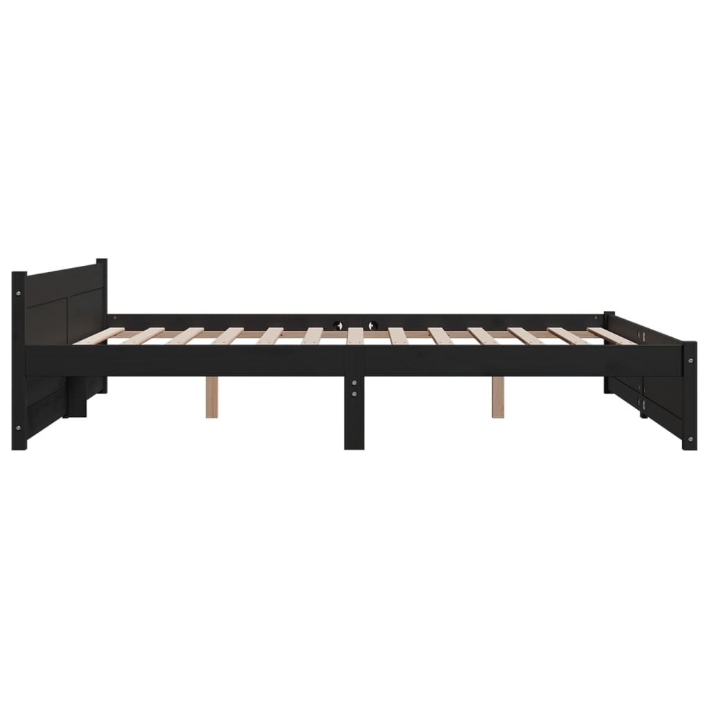 Bed Frame without Mattress Black Solid Wood 180x200 cm Super King
