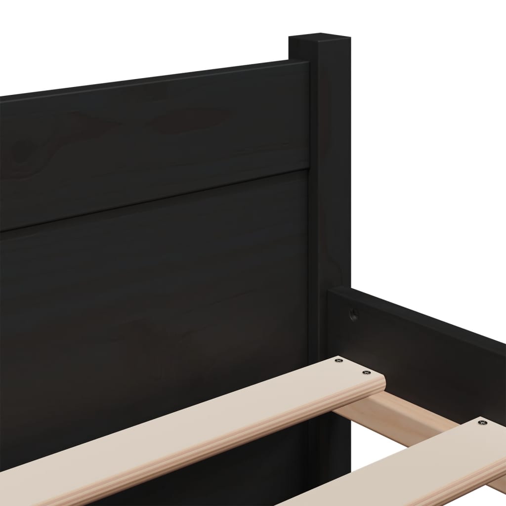 Bed Frame without Mattress Black Solid Wood 180x200 cm Super King