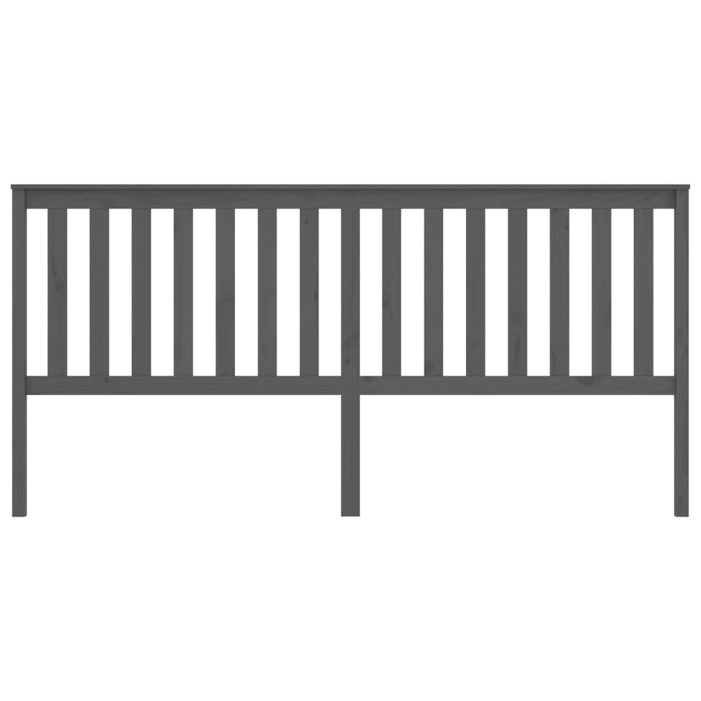 Bed Headboard Grey 206x6x101 cm Solid Wood Pine
