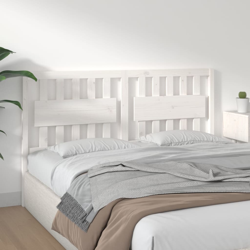 Bed Headboard White 155.5x4x100 cm Solid Wood Pine