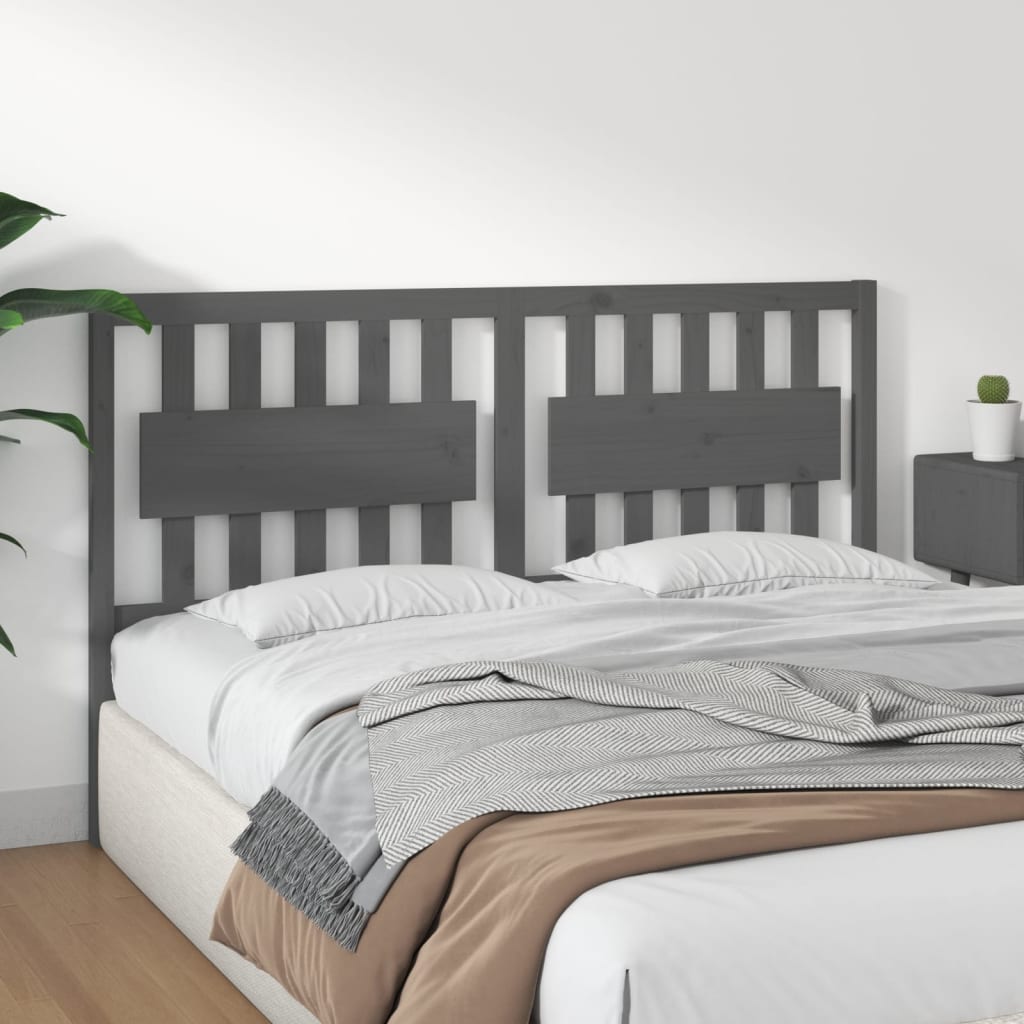 Bed Headboard Grey 155.5x4x100 cm Solid Wood Pine